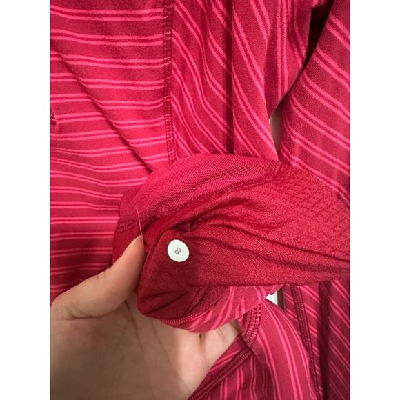 Lululemon Think Fast Pullover Double Trouble Stripe Boom Deepest Cranberry 8 - Picture 6 of 6